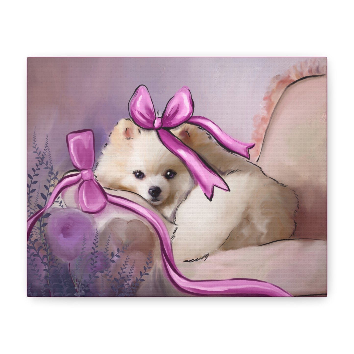 Princess Diamond Baby on a Blush Chaise, Printed on Matte Canvas