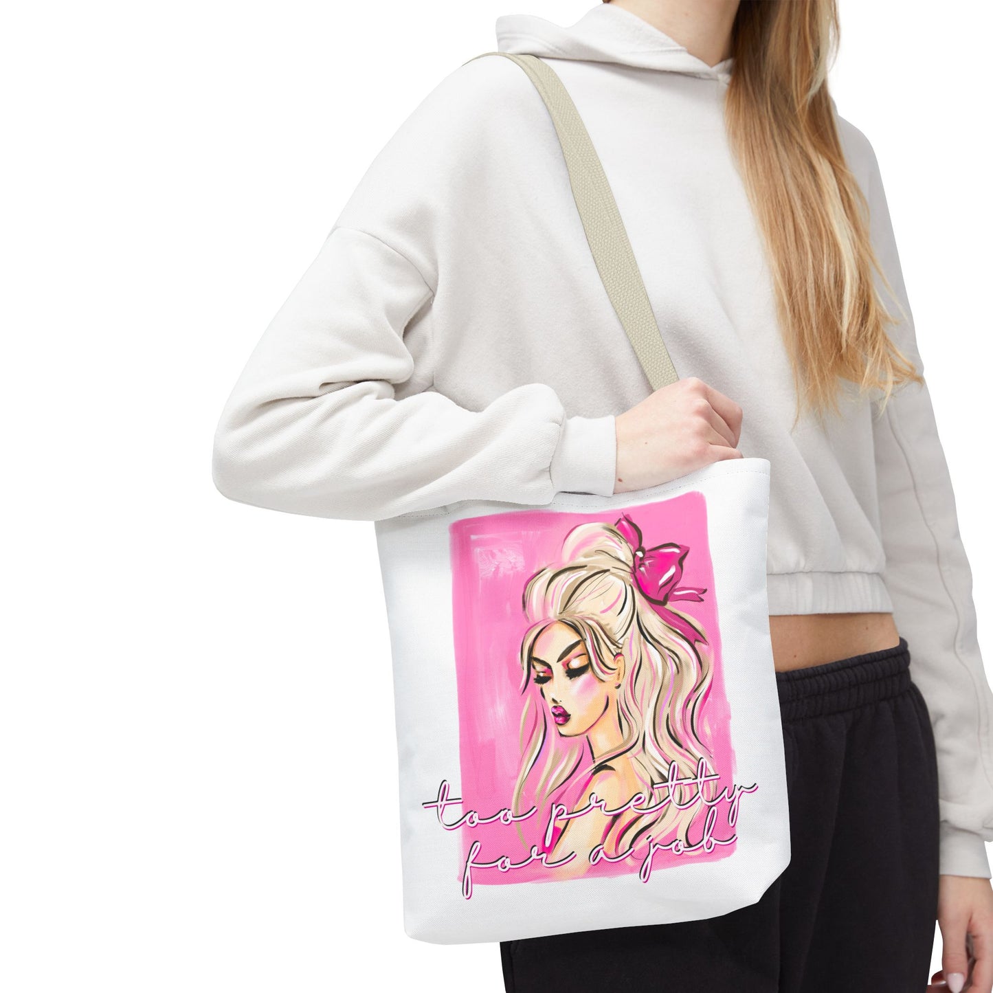 Pink Glam Tote Bag — Feminine Fashion Illustration Canvas Tote