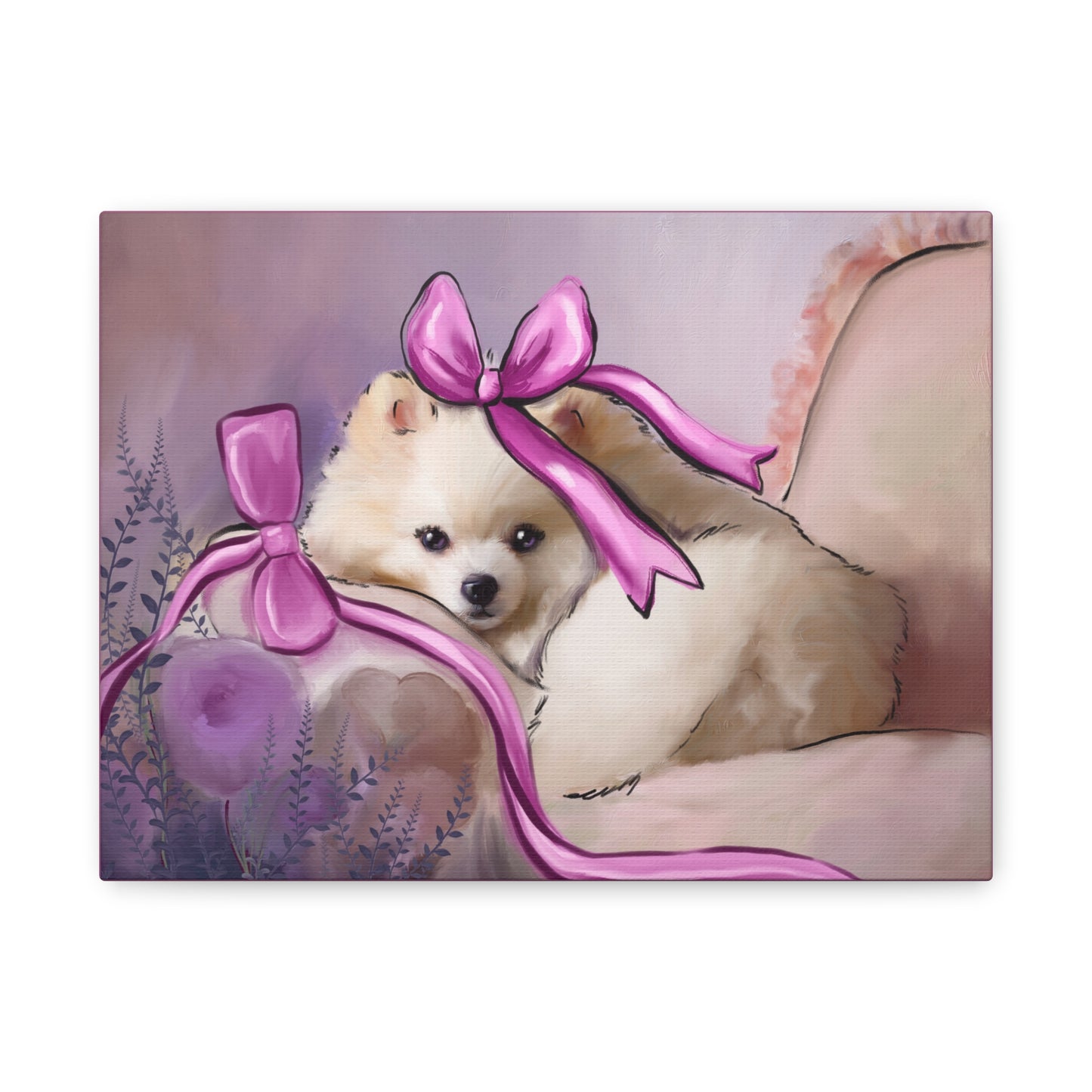 Princess Diamond Baby on a Blush Chaise, Printed on Matte Canvas