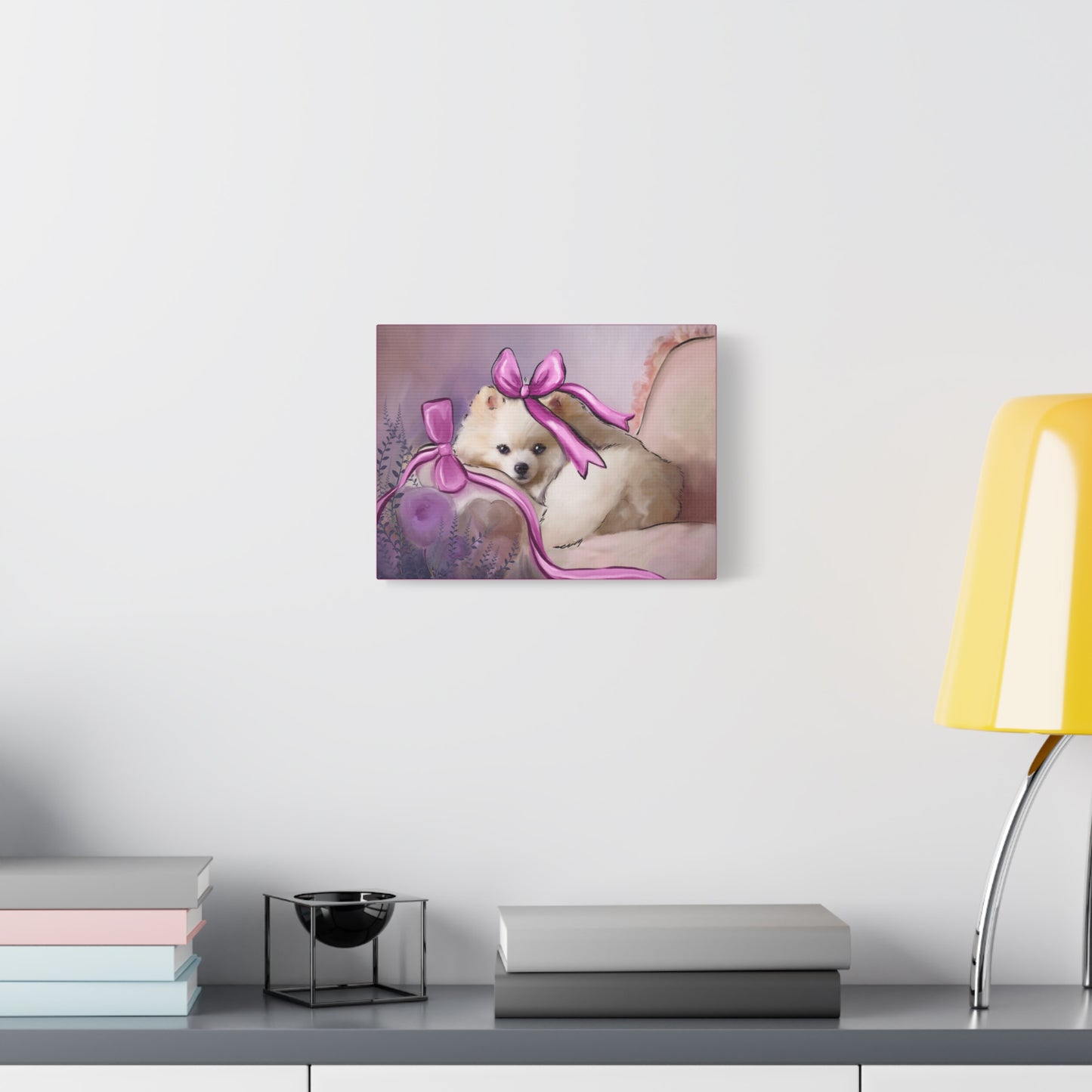 Princess Diamond Baby on a Blush Chaise, Printed on Matte Canvas