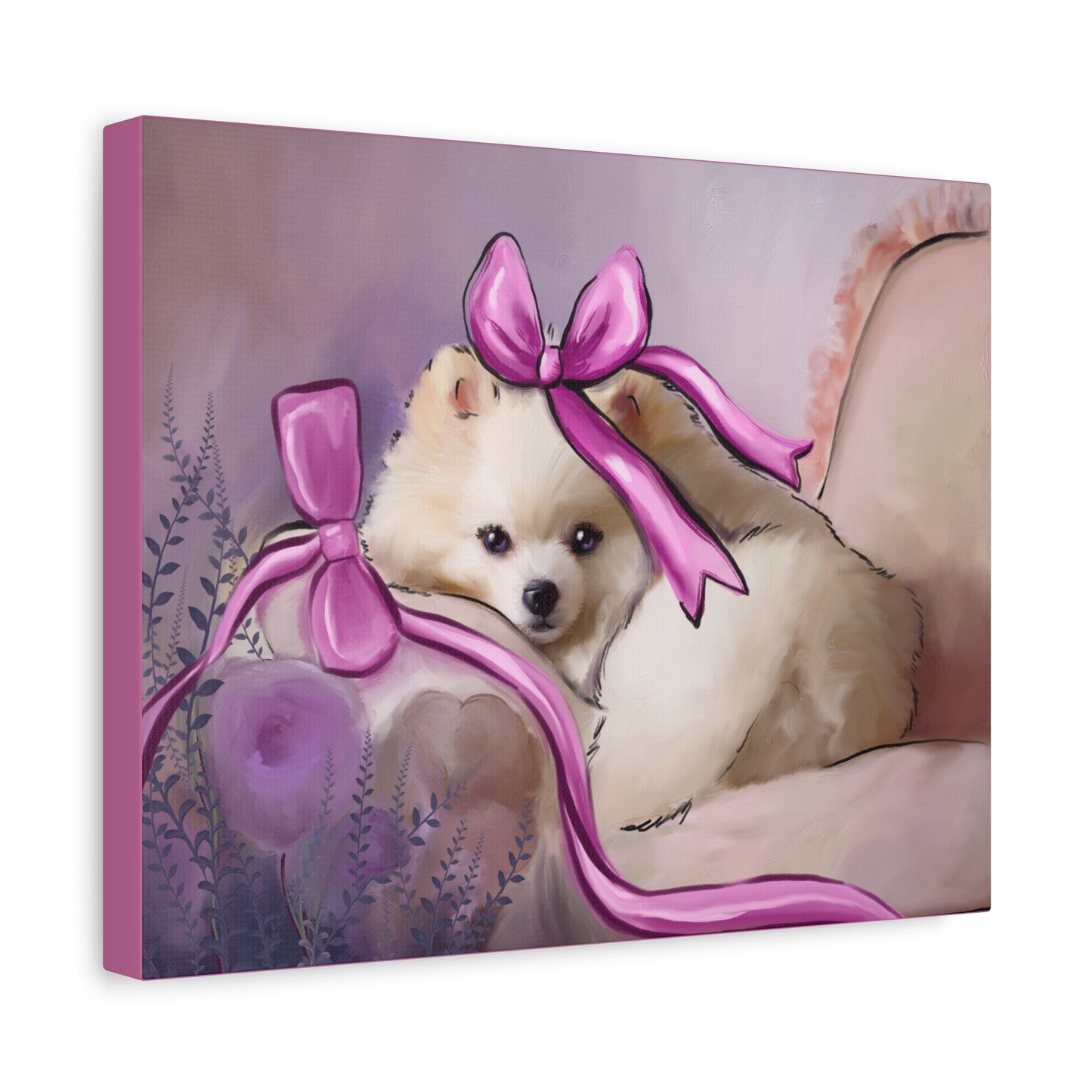 Princess Diamond Baby on a Blush Chaise, Printed on Matte Canvas