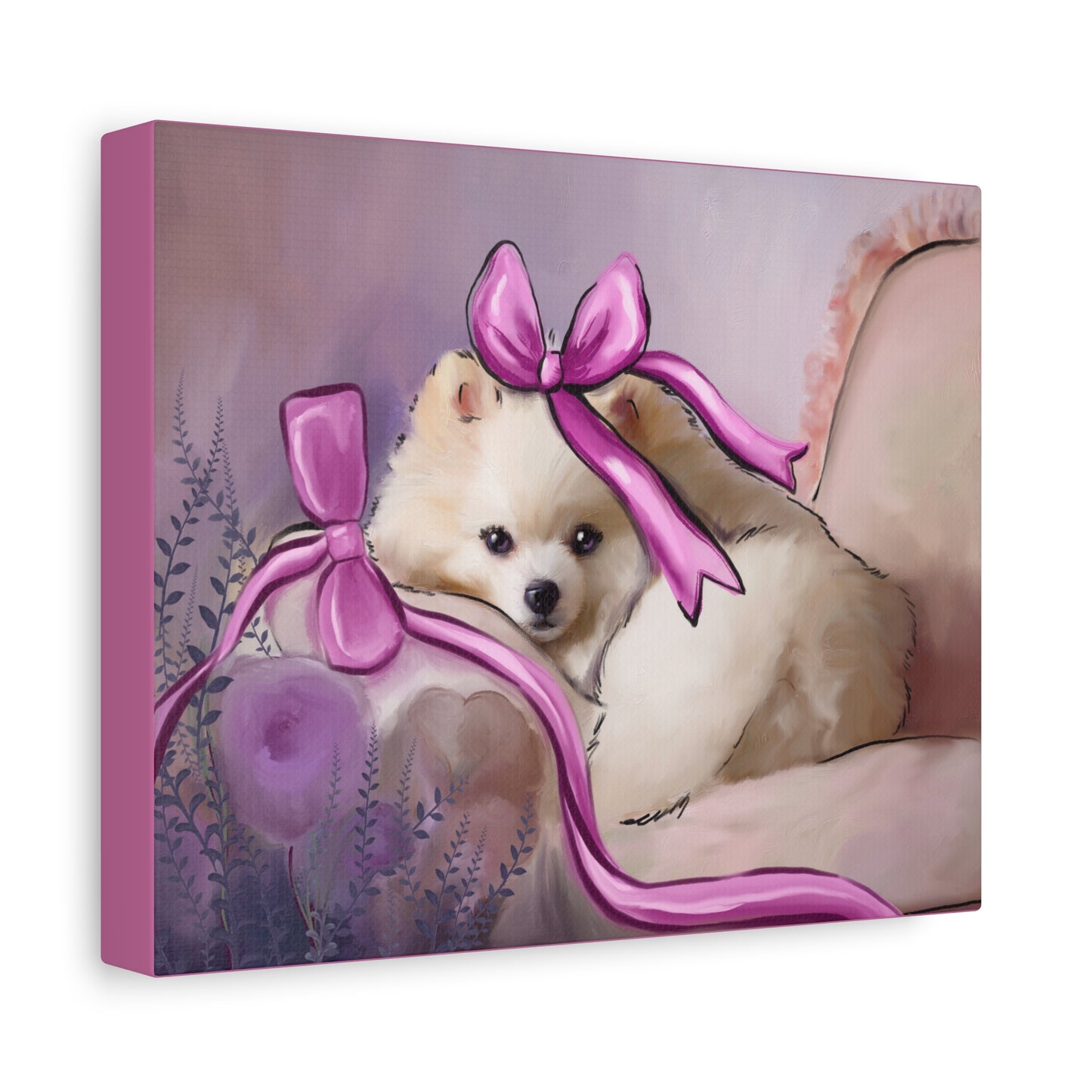 Princess Diamond Baby on a Blush Chaise, Printed on Matte Canvas