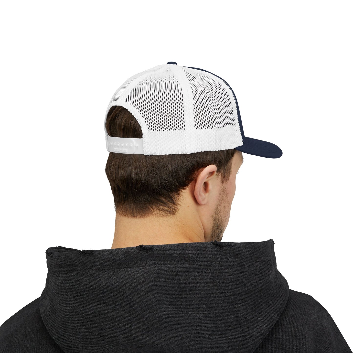 Embroidered Princess Marzipan logo Trucker Cap — Personalized Script Patch Snapback