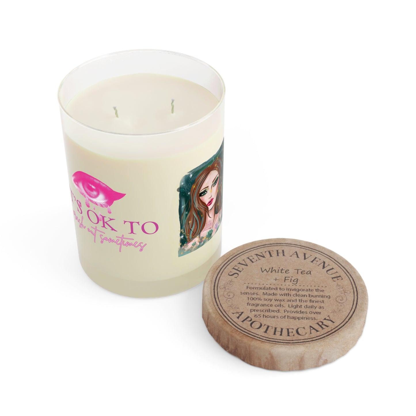 11oz Decorative Scented Candle — "It's OK to Protect My Sanctuary" Pink Eye Design