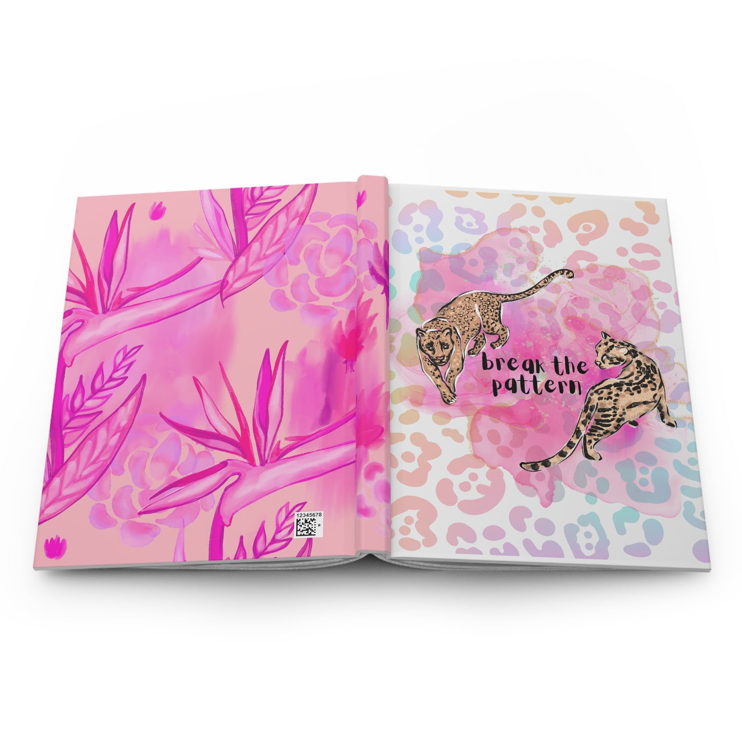 Break the Pattern Hardcover Journal — Pink Leopard Floral Notebook