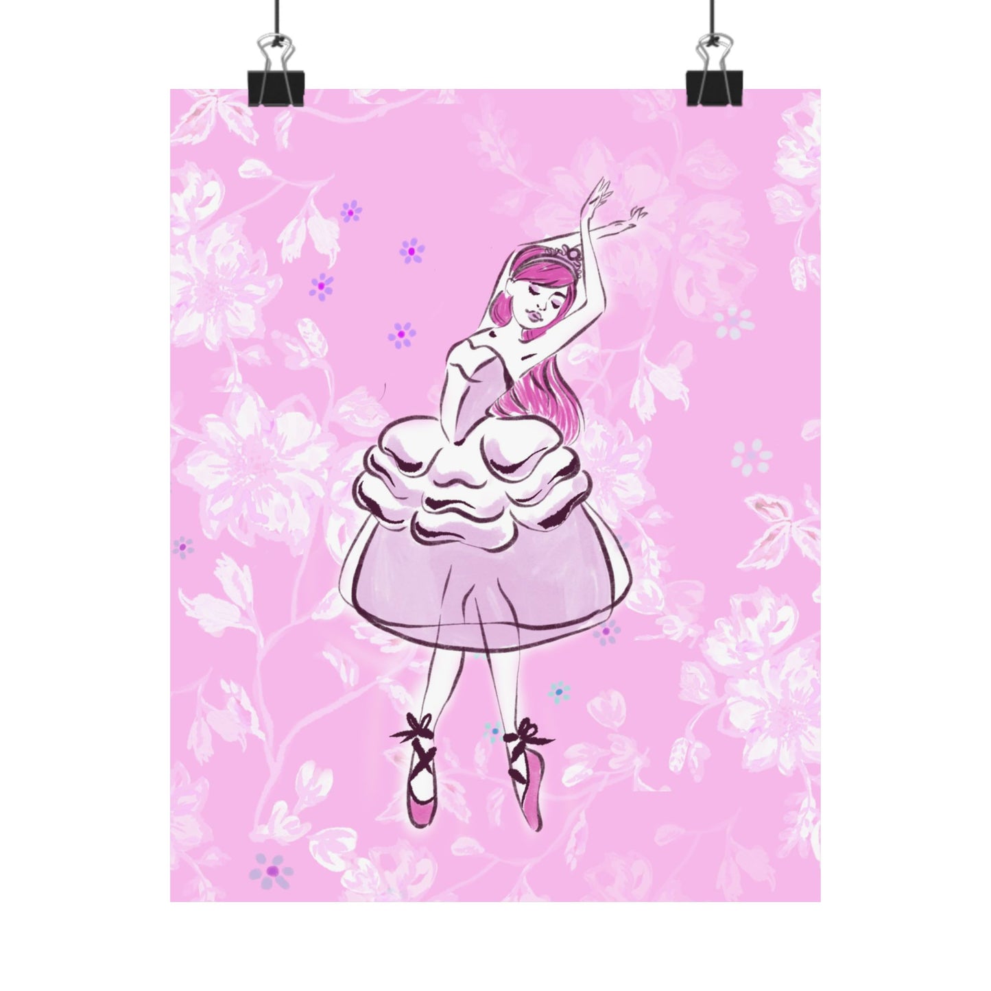Pink Ballerina Matte Poster — Girl’s Ballet Wall Art