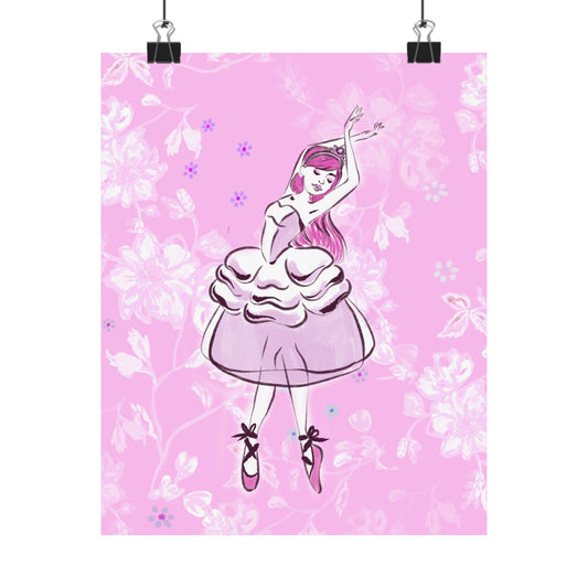 Pink Ballerina Matte Poster — Girl’s Ballet Wall Art