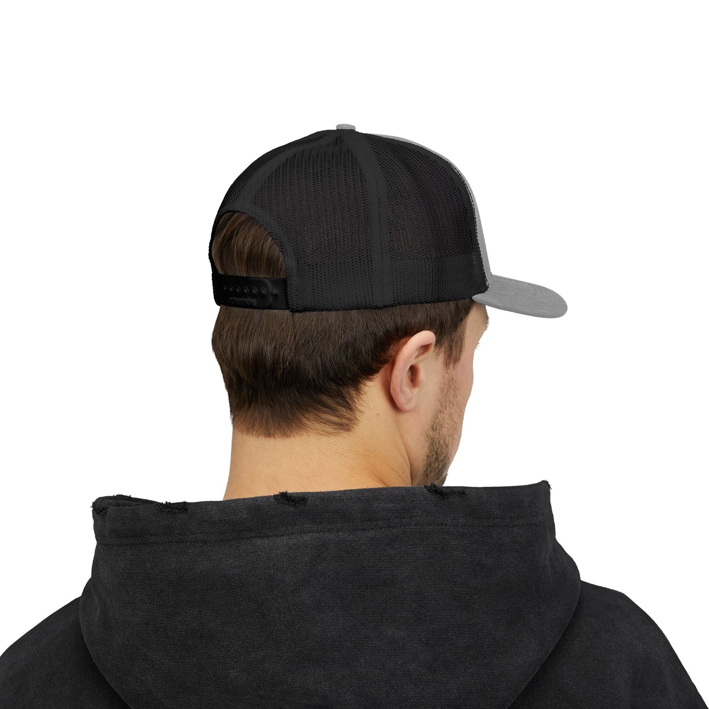 Embroidered Princess Marzipan logo Trucker Cap — Personalized Script Patch Snapback