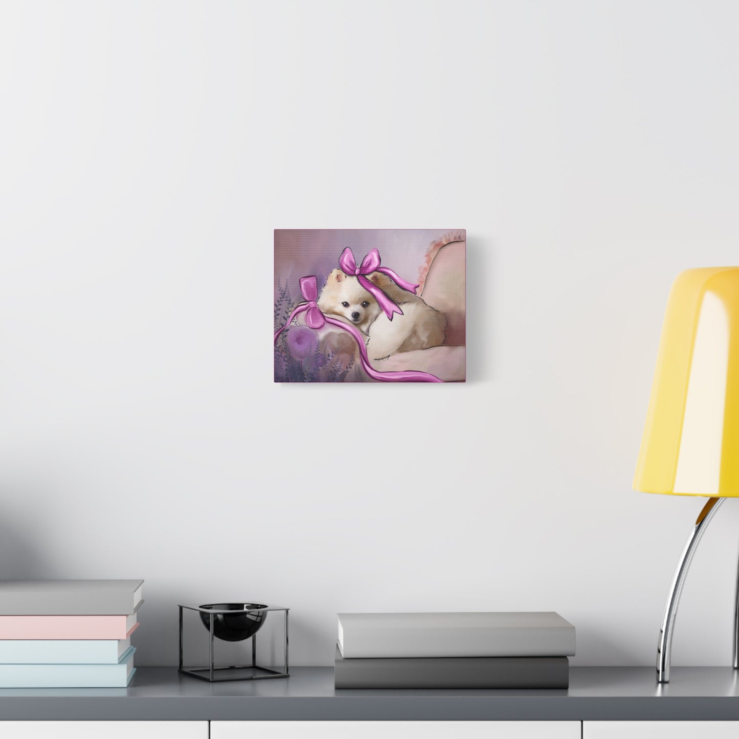Princess Diamond Baby on a Blush Chaise, Printed on Matte Canvas