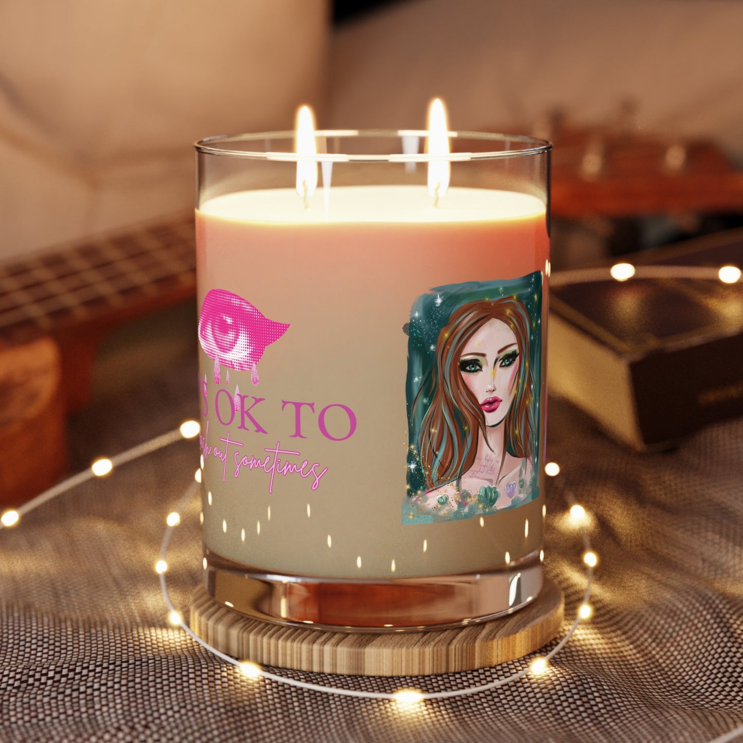 11oz Decorative Scented Candle — "It's OK to Protect My Sanctuary" Pink Eye Design