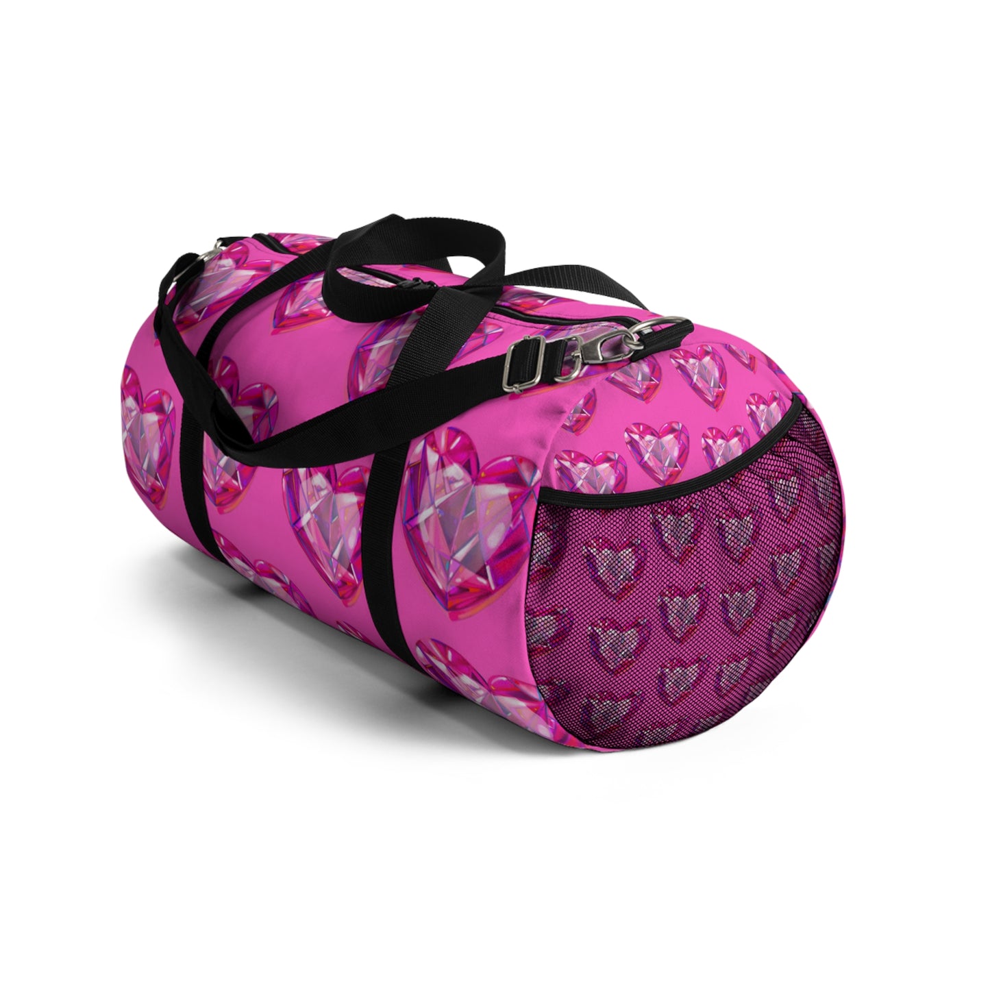 Pink Crystal Heart Duffel Bag — Sparkling Travel Gym Bag