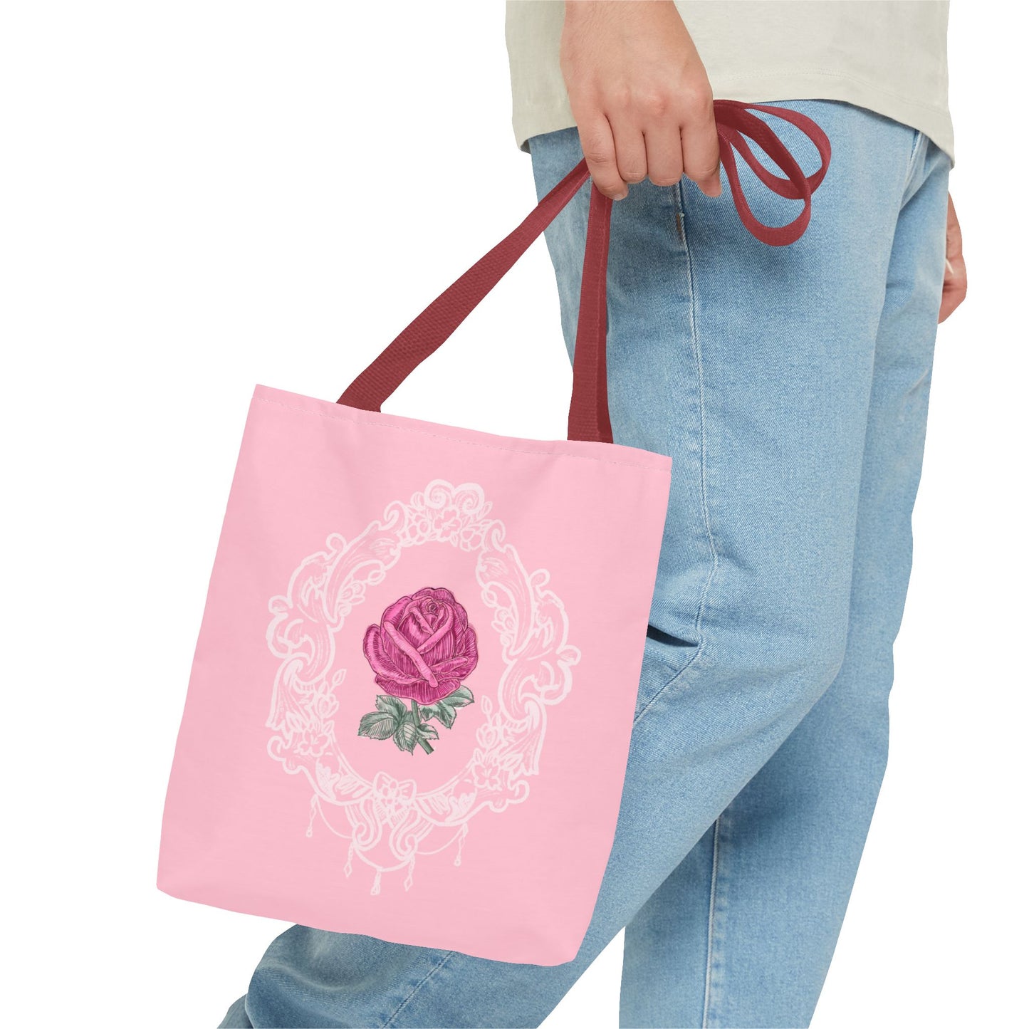 Pink Rose Lace Frame Tote