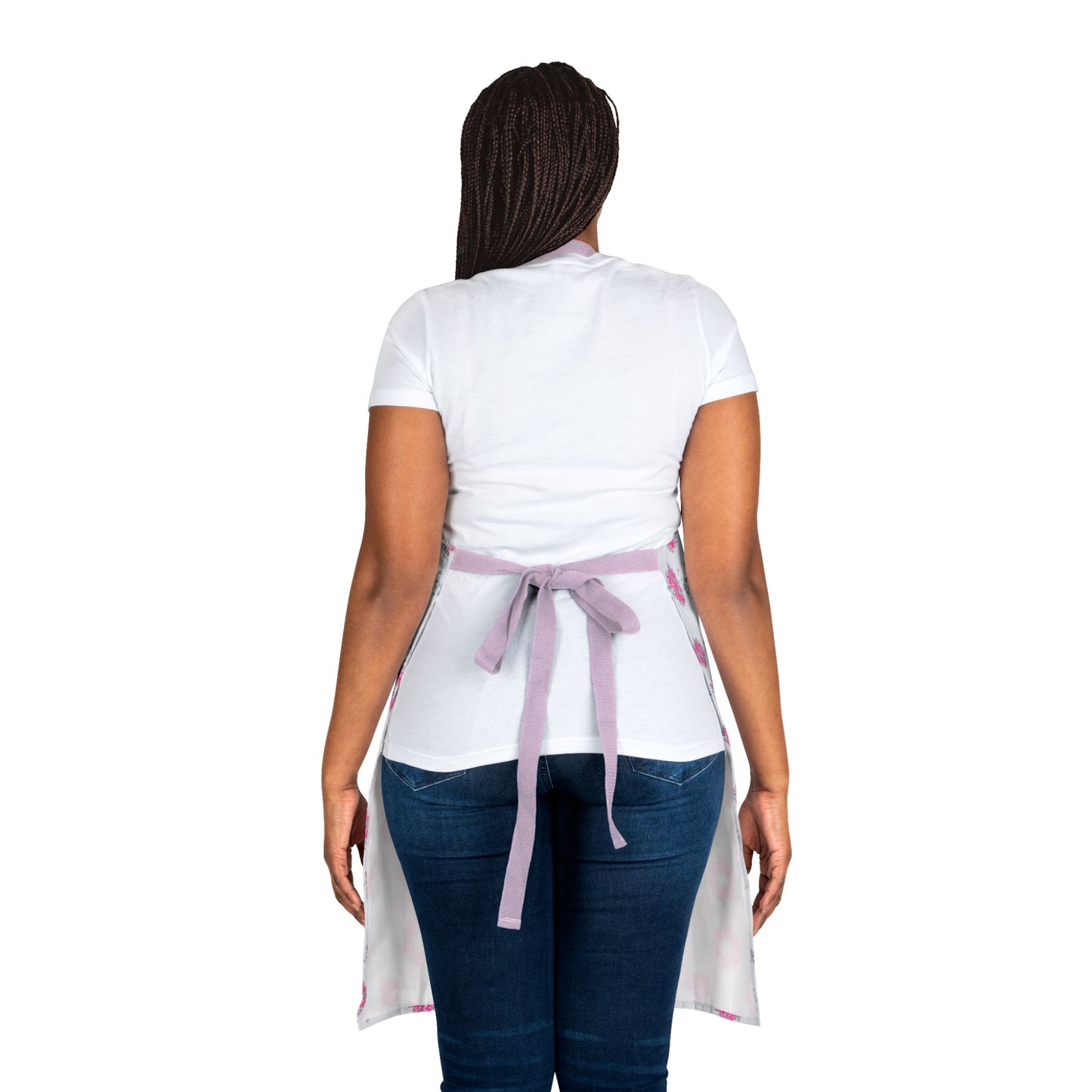 Pink Tie-Dye Apron — Floral Pattern Kitchen Apron with Pink Straps