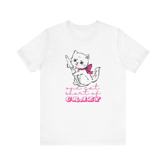 One cat short of crazy, Jersey Short Sleeve Tee