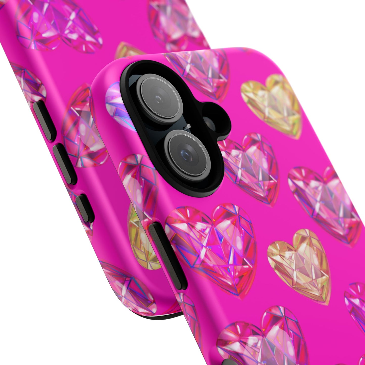 Crystal Heart Phone Case — Pink Gem Hearts Protective iPhone Cover