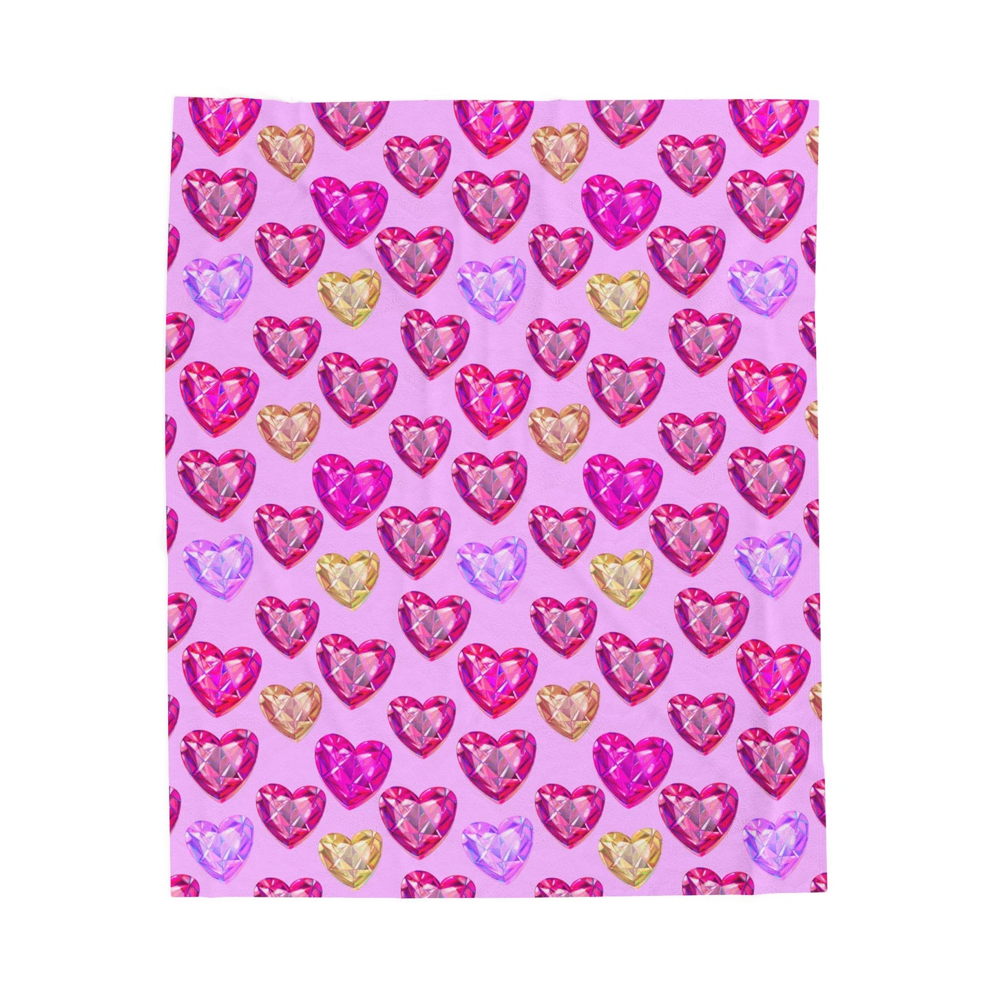 Valentine Heart Pattern Velveteen Plush Blanket — Pink Glitter Hearts Cozy Throw