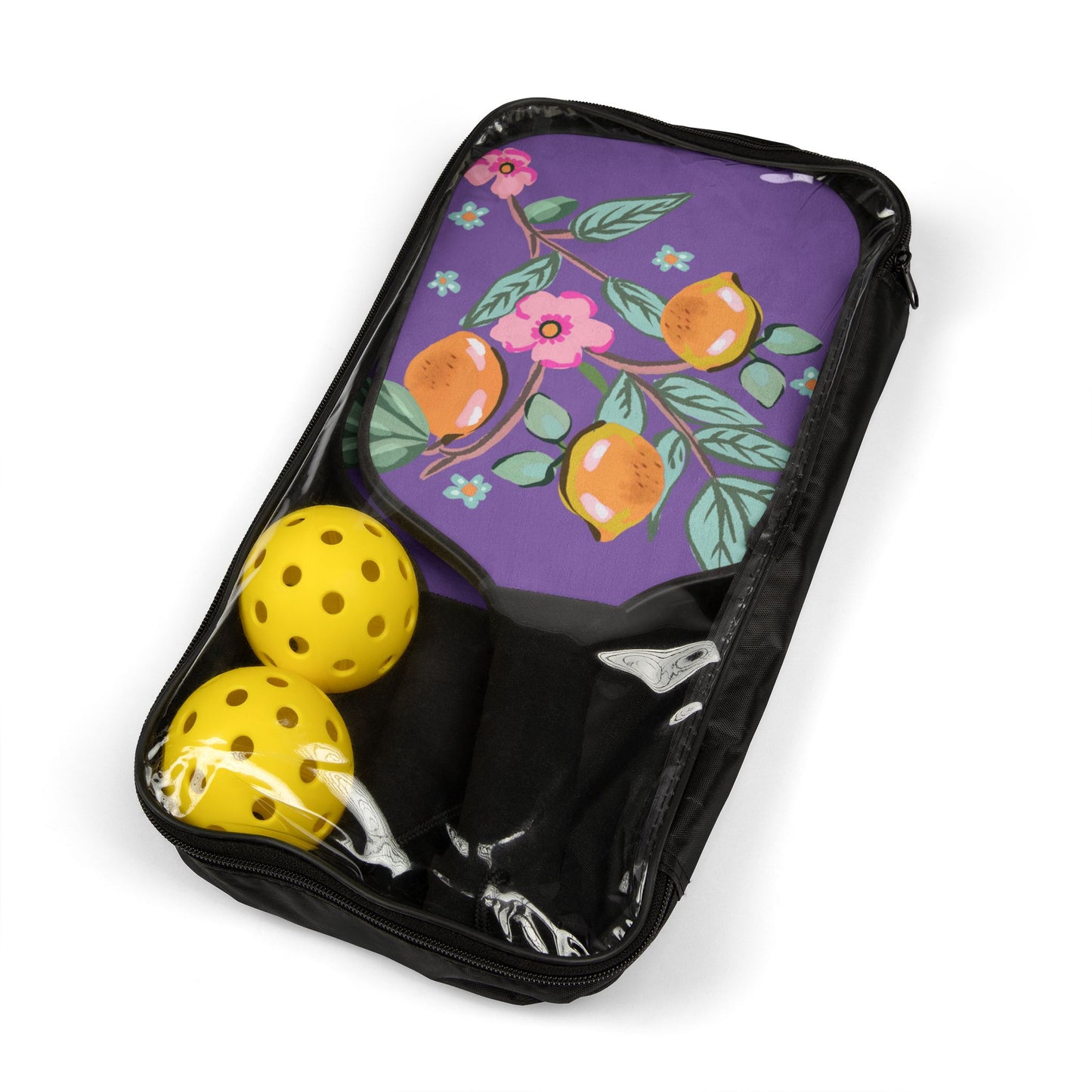 Pickleball Paddle Set — Pink Floral Pickleball Kit with Two Paddles & Balls