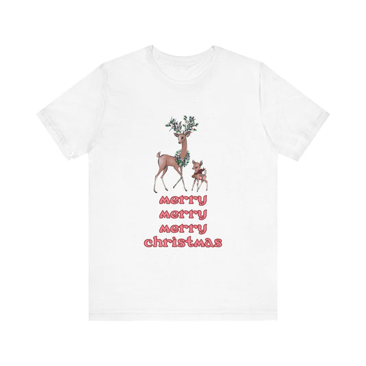 Merry Christmas tshirt, Retro Christmas tee, reindeer mama baby, Stacked, Christmas Shirt Design, merry christmas tee