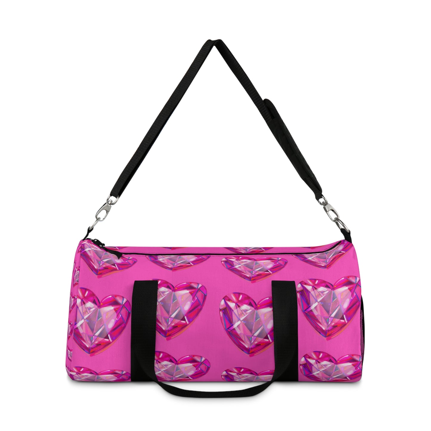 Pink Crystal Heart Duffel Bag — Sparkling Travel Gym Bag