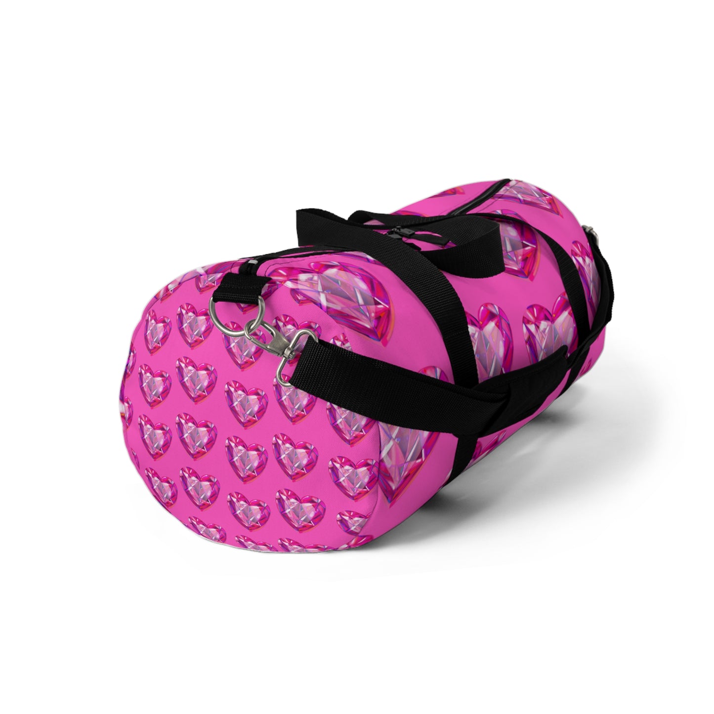 Pink Crystal Heart Duffel Bag — Sparkling Travel Gym Bag
