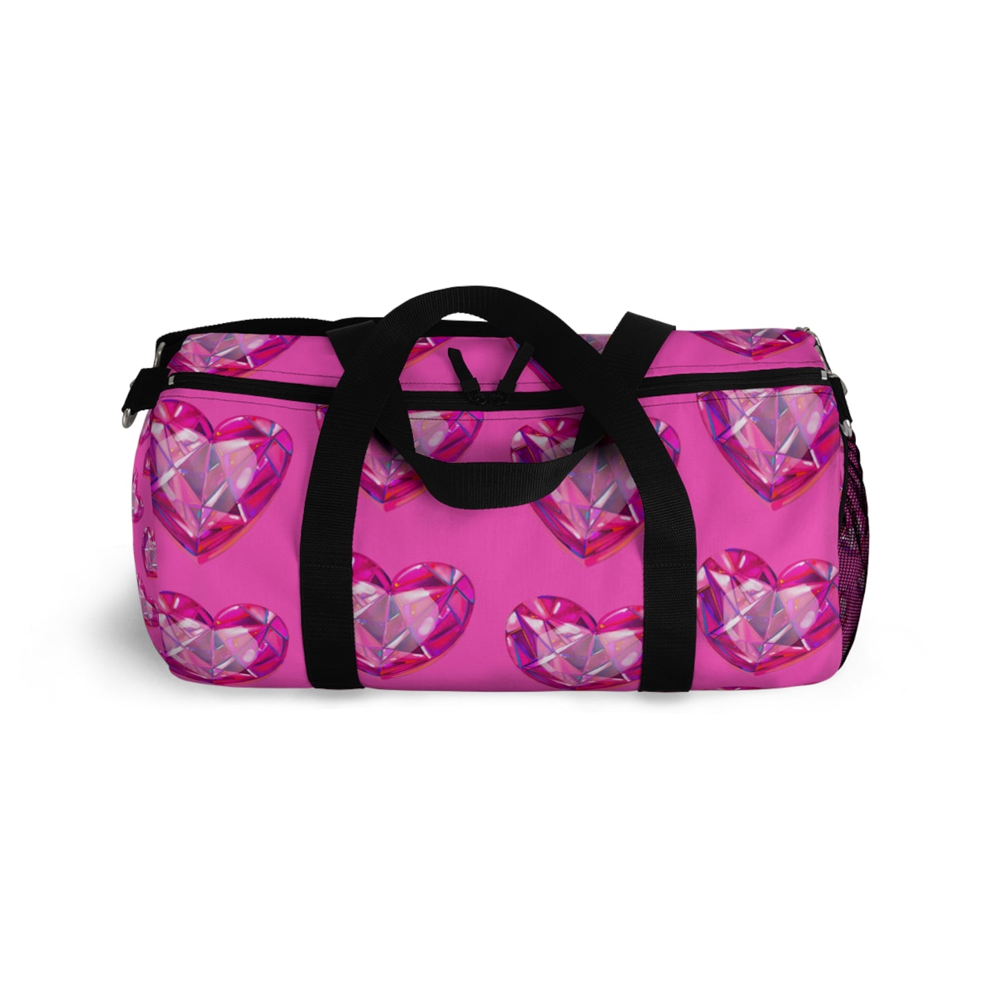 Pink Crystal Heart Duffel Bag — Sparkling Travel Gym Bag