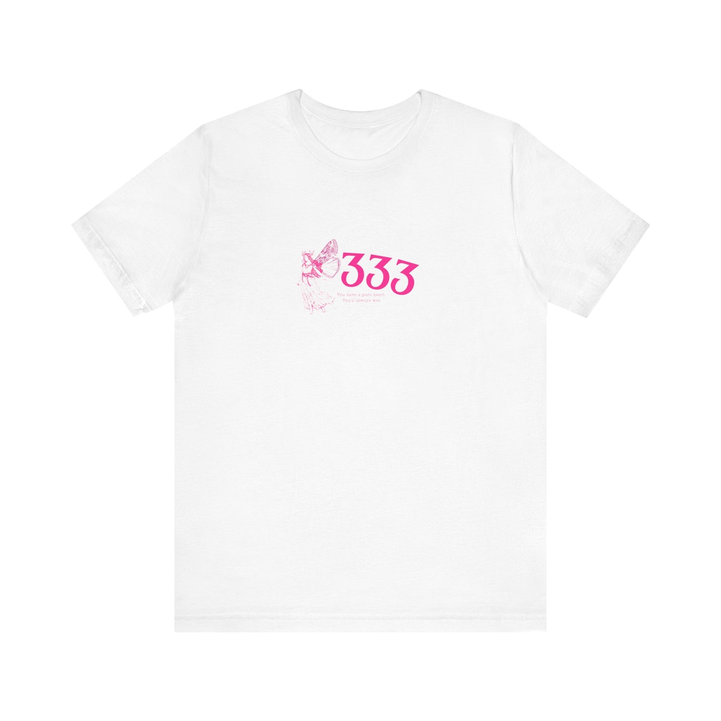 Angel Number 333 Unisex Tee, Spiritual Blessings Shirt, Pute Heart Graphic Top, Short Sleeve T-Shirt, Gift for Meditation, Reiki Healing