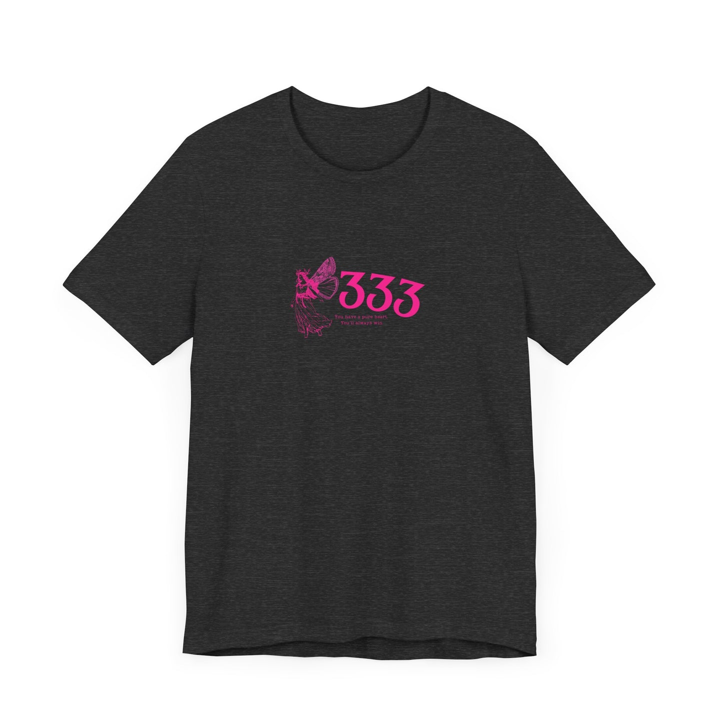 Angel Number 333 Unisex Tee, Spiritual Blessings Shirt, Pute Heart Graphic Top, Short Sleeve T-Shirt, Gift for Meditation, Reiki Healing