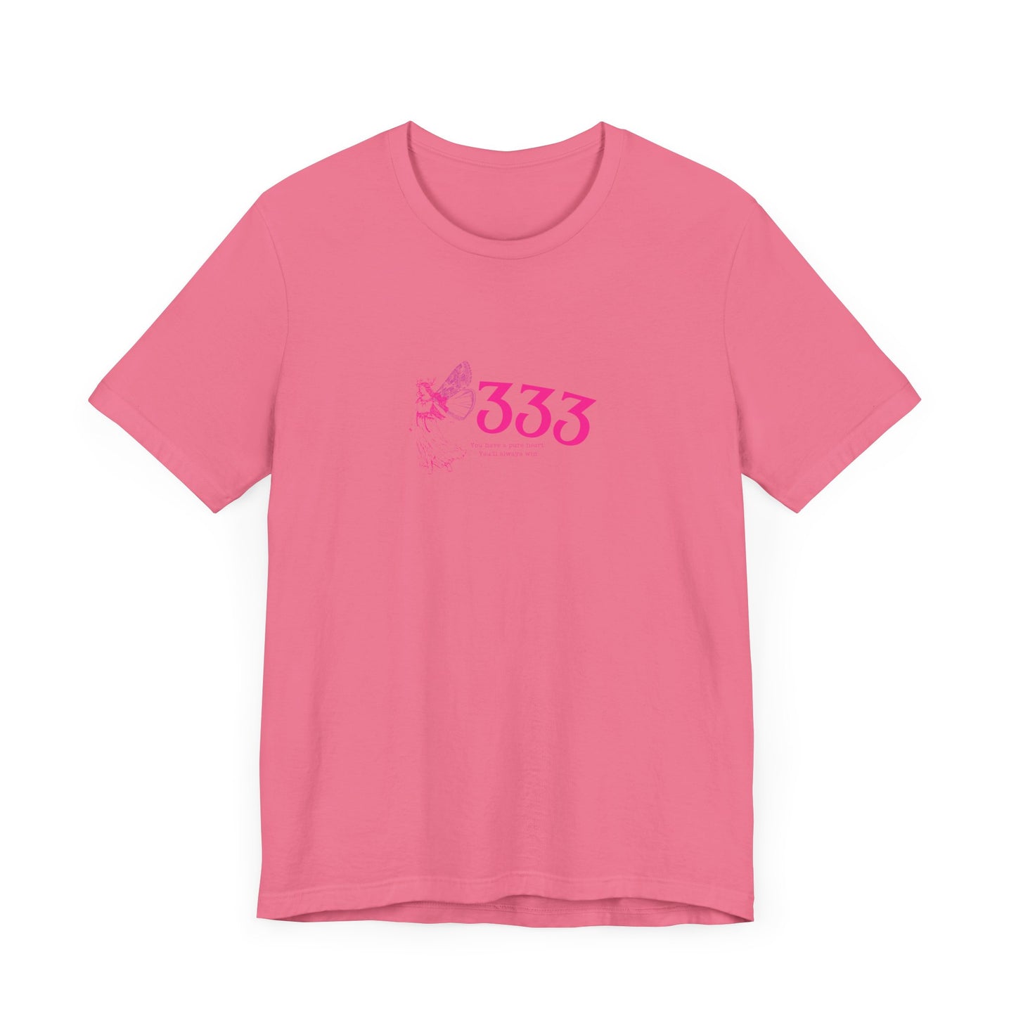 Angel Number 333 Unisex Tee, Spiritual Blessings Shirt, Pute Heart Graphic Top, Short Sleeve T-Shirt, Gift for Meditation, Reiki Healing