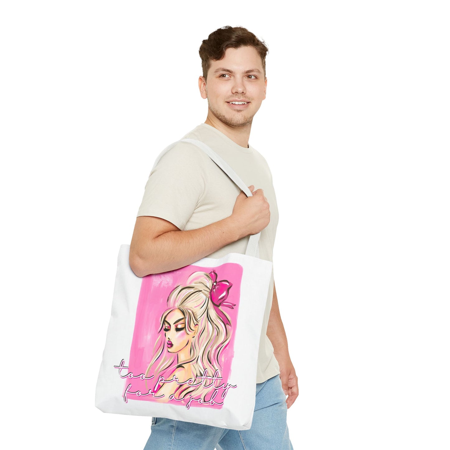 Pink Glam Tote Bag — Feminine Fashion Illustration Canvas Tote