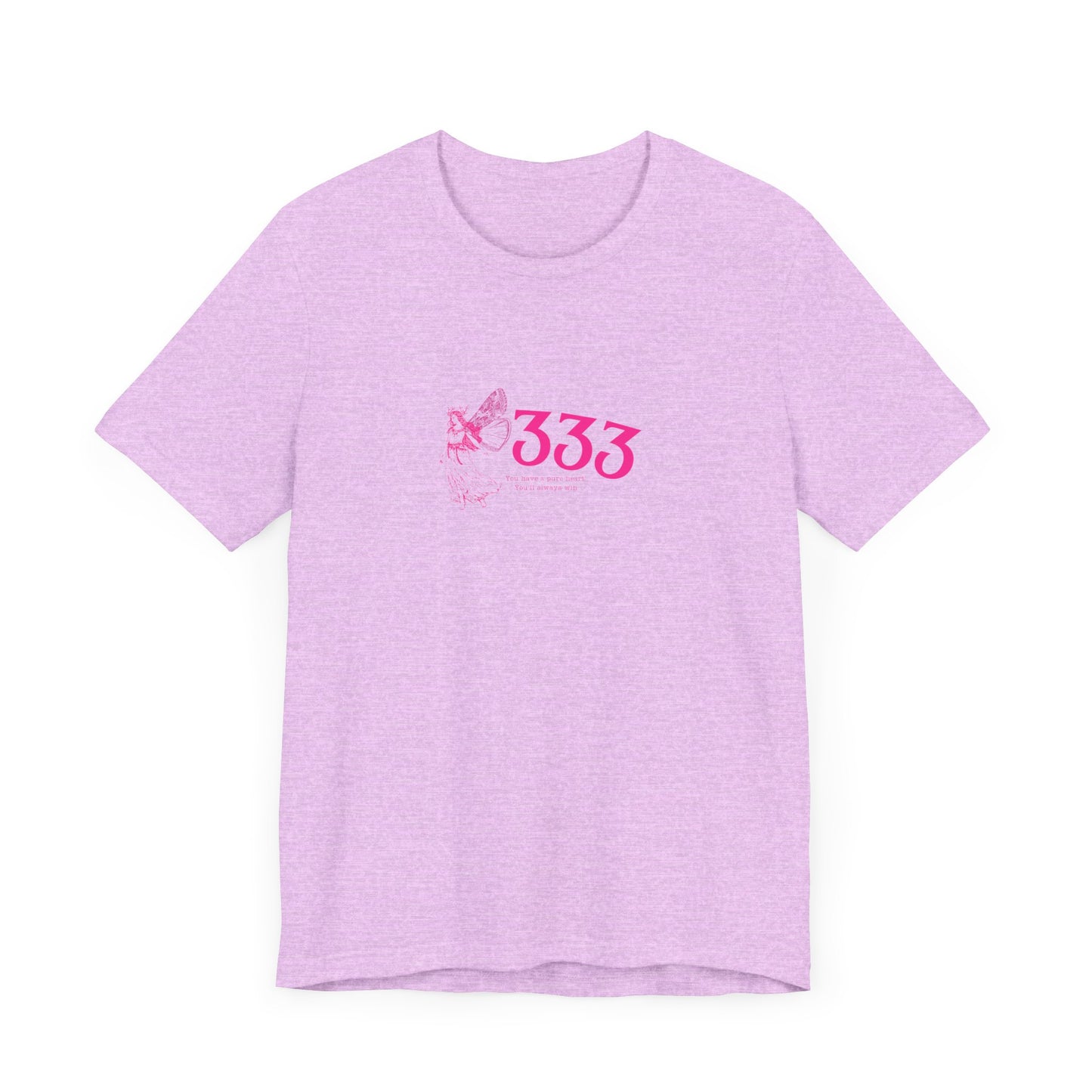 Angel Number 333 Unisex Tee, Spiritual Blessings Shirt, Pute Heart Graphic Top, Short Sleeve T-Shirt, Gift for Meditation, Reiki Healing