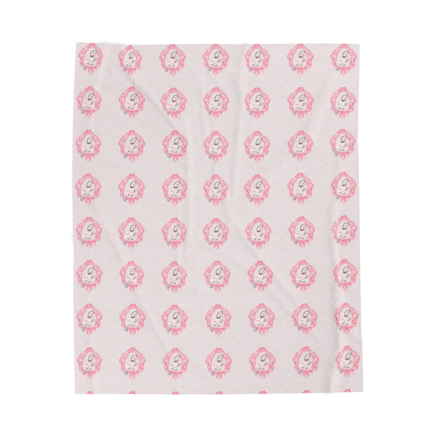 Pink Floral Sheep Pattern Velveteen Plush Blanket | Nursery Baby Throw