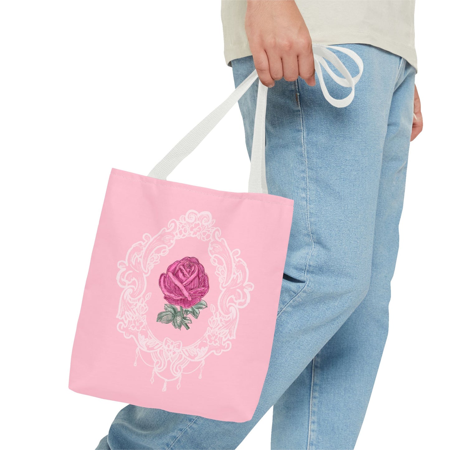 Pink Rose Lace Frame Tote