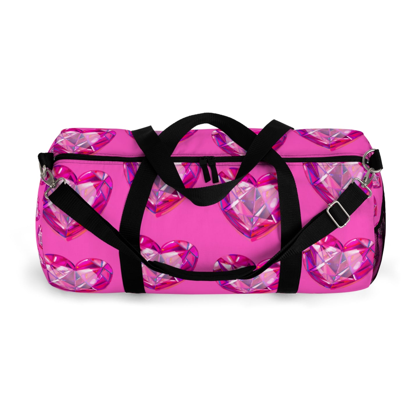 Pink Crystal Heart Duffel Bag — Sparkling Travel Gym Bag