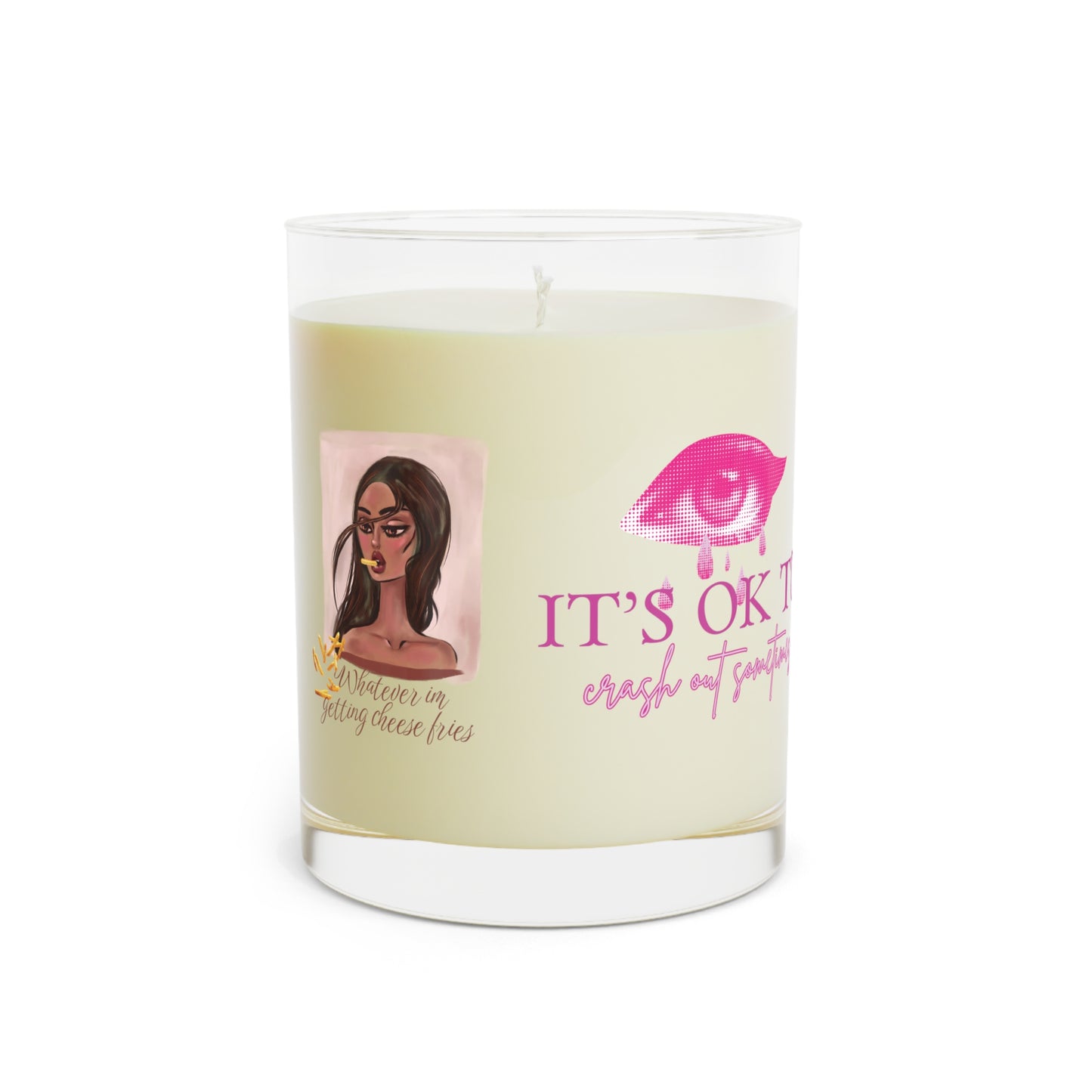 11oz Decorative Scented Candle — "It's OK to Protect My Sanctuary" Pink Eye Design