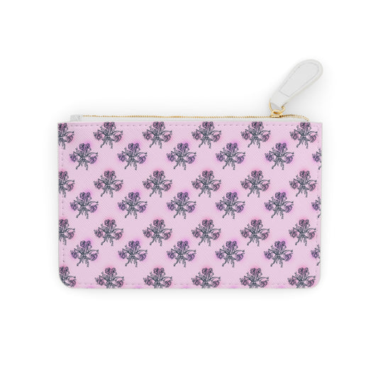 Floral Pink Mini Clutch Bag – Petite Zip Pouch with Delicate Blossom Pattern