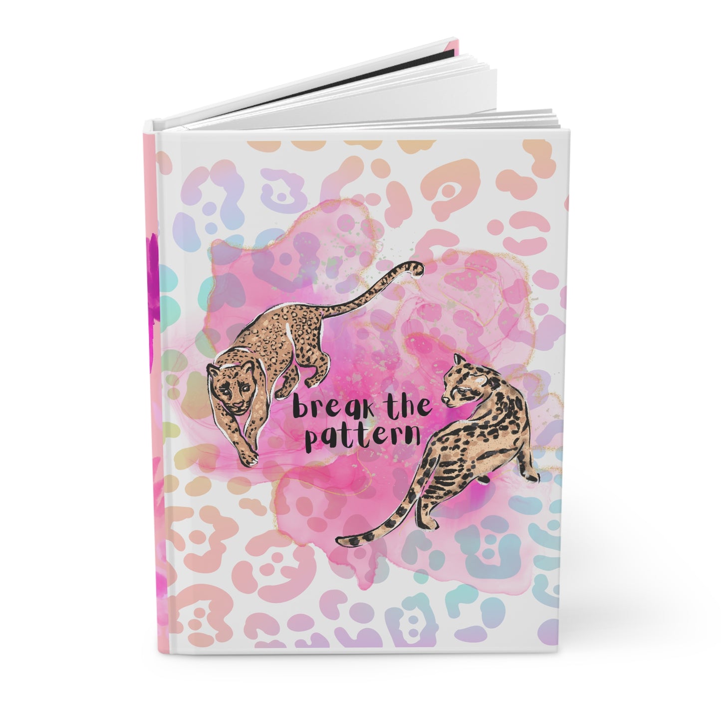 Break the Pattern Hardcover Journal — Pink Leopard Floral Notebook