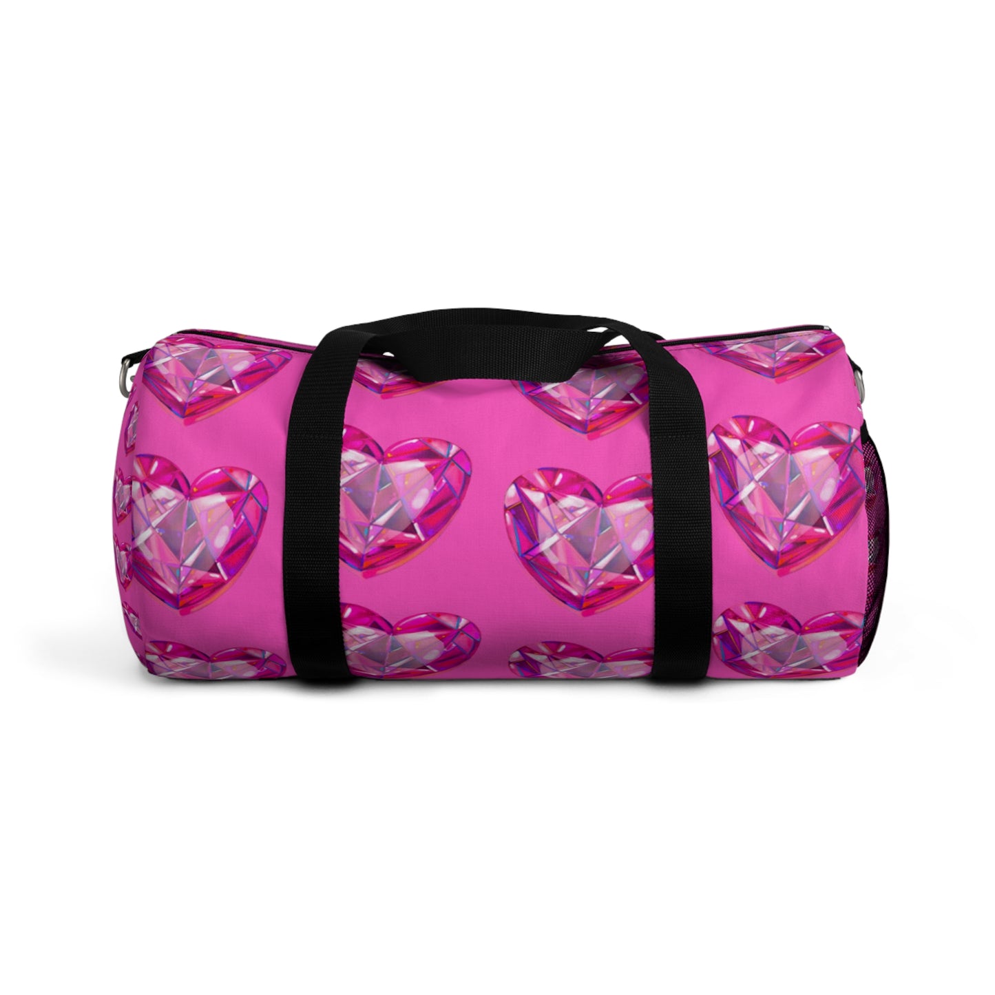 Pink Crystal Heart Duffel Bag — Sparkling Travel Gym Bag