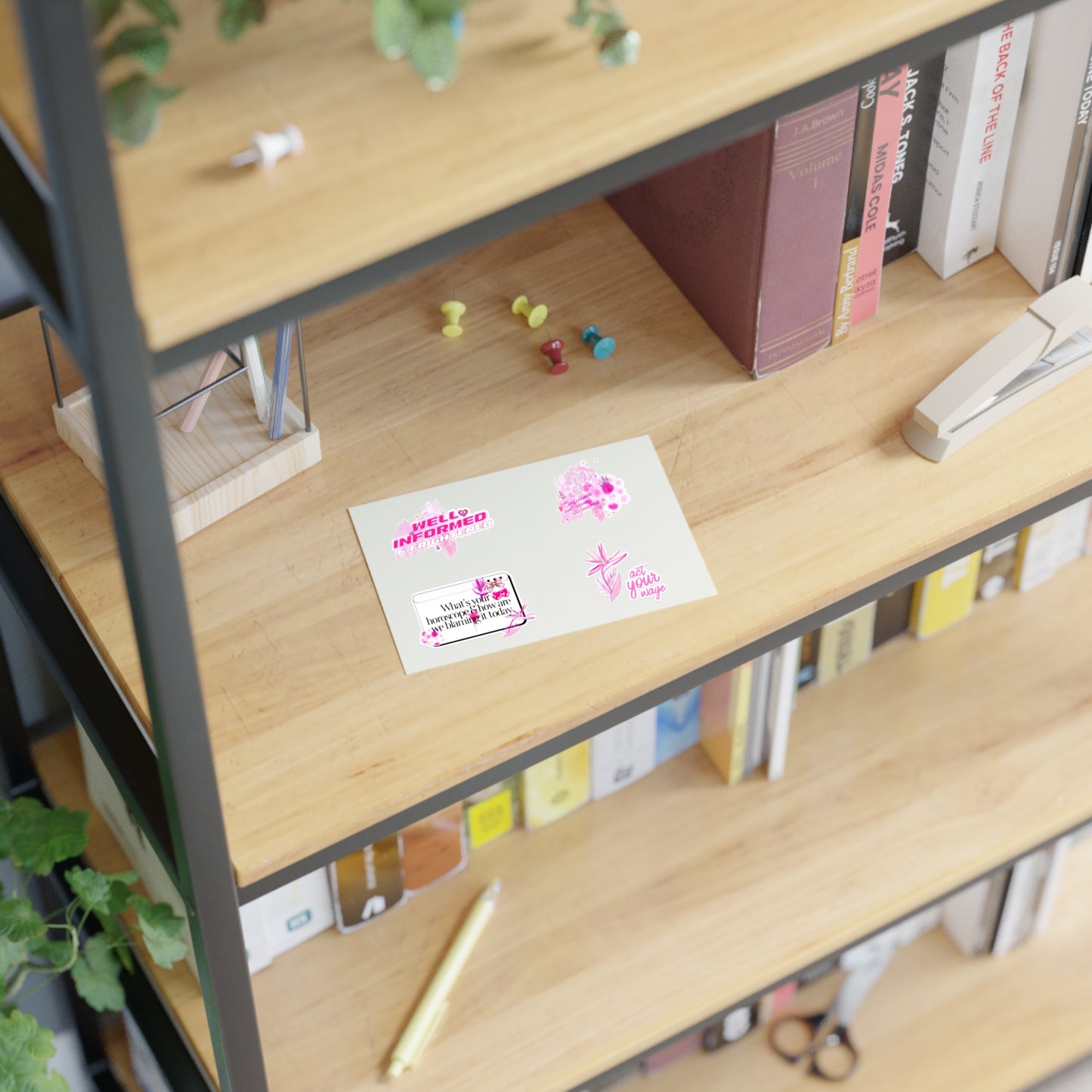 Well Informed & Frightened Pink Aesthetic Sticker Sheet — Horoscope, Floral & “Act Your Way” Designs