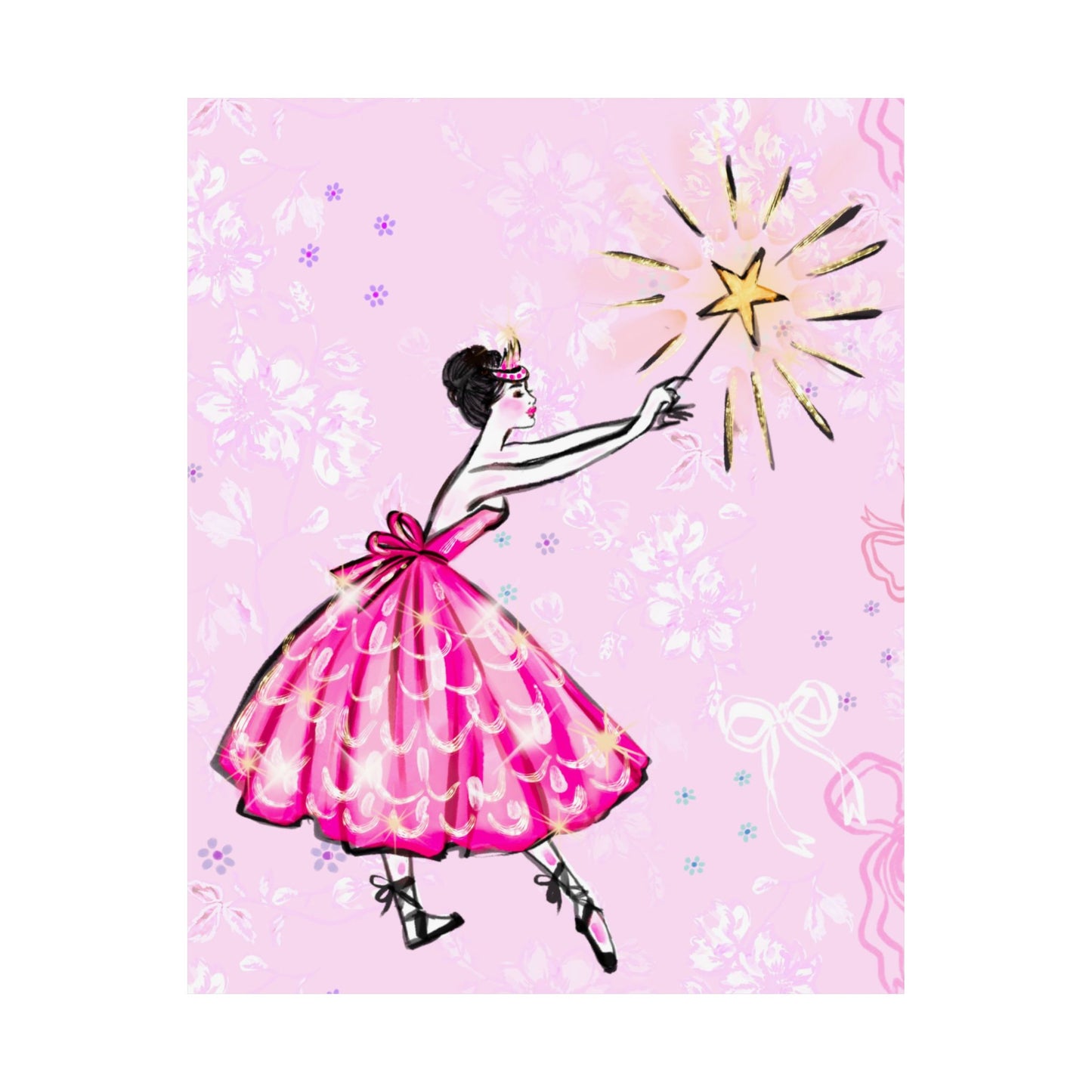 Ballerina Star Matte Poster — Pink Fairy-Tale Wall Art for Girls’ Rooms