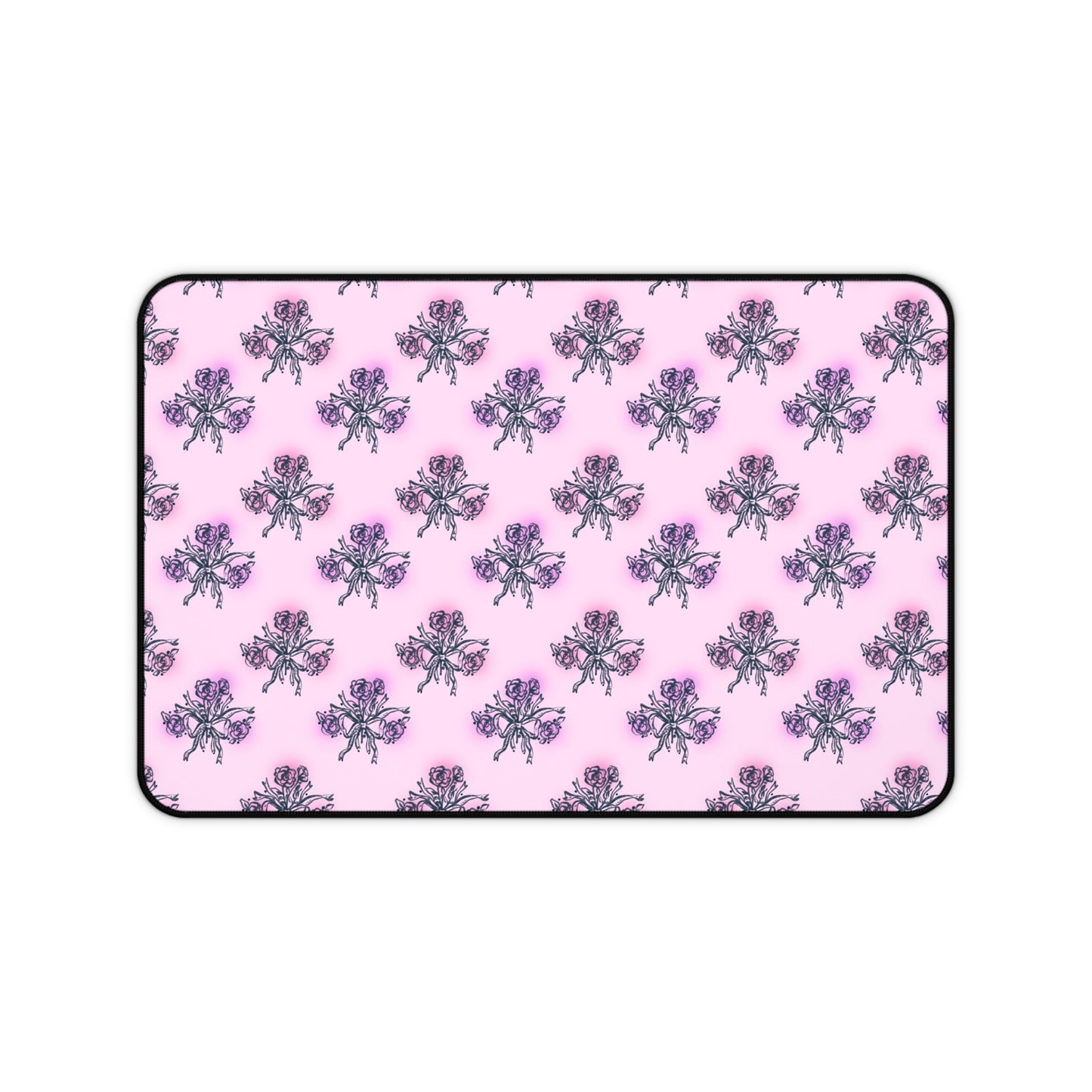 Pink Floral Desk Mat — Repeating Violet Iris Pattern