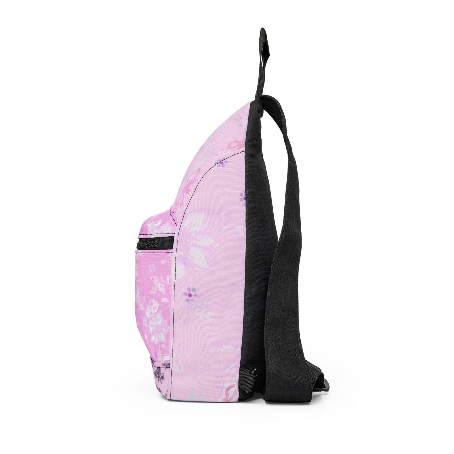 Pink Floral Sling Bag – Casual Crossbody Backpack for Teens & Women