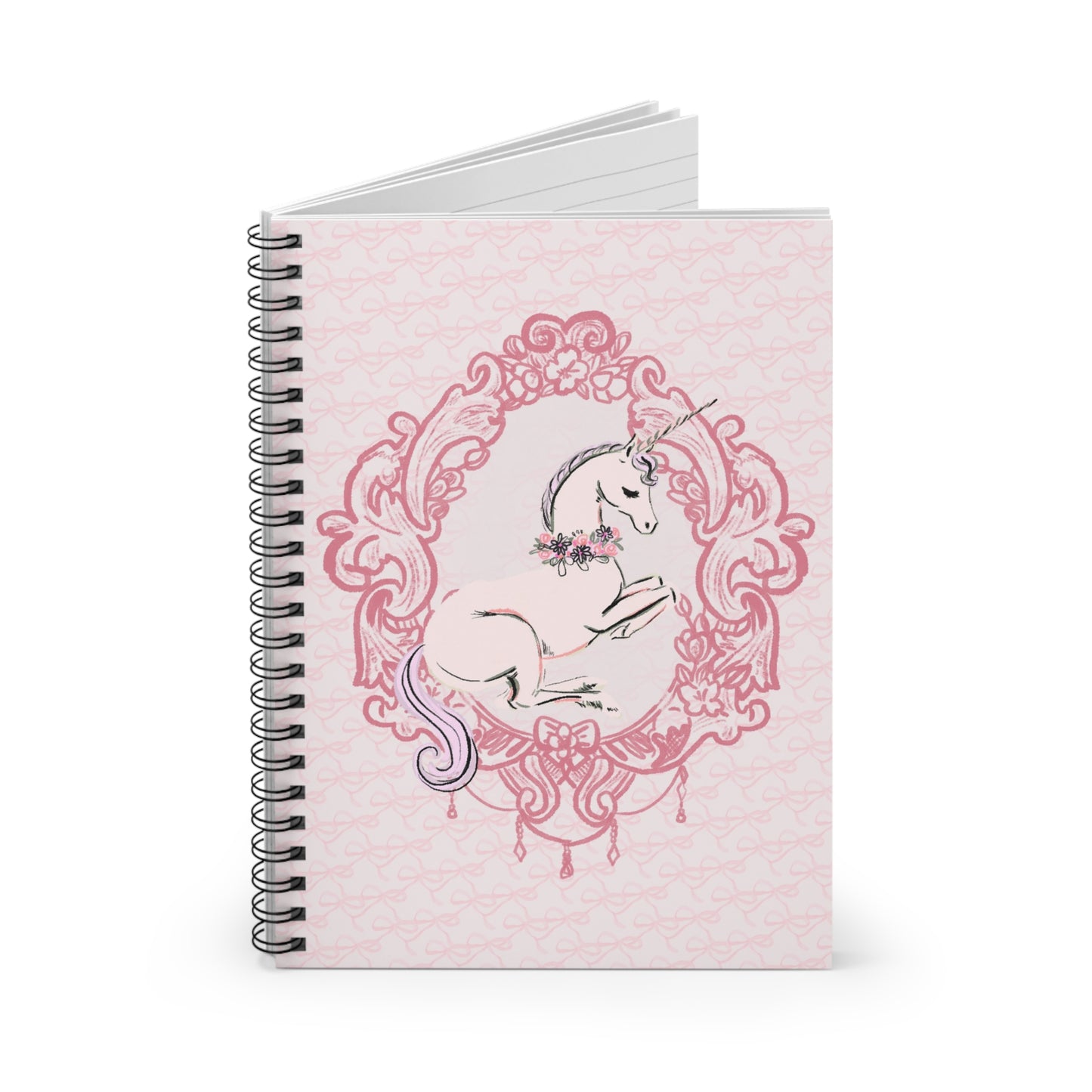 Floral Unicorn Illustration Spiral Notebook | Ruled
