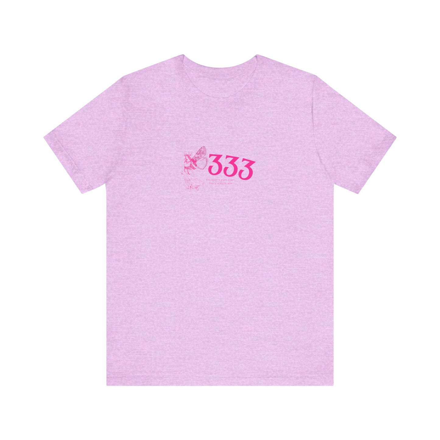 Angel Number 333 Unisex Tee, Spiritual Blessings Shirt, Pute Heart Graphic Top, Short Sleeve T-Shirt, Gift for Meditation, Reiki Healing