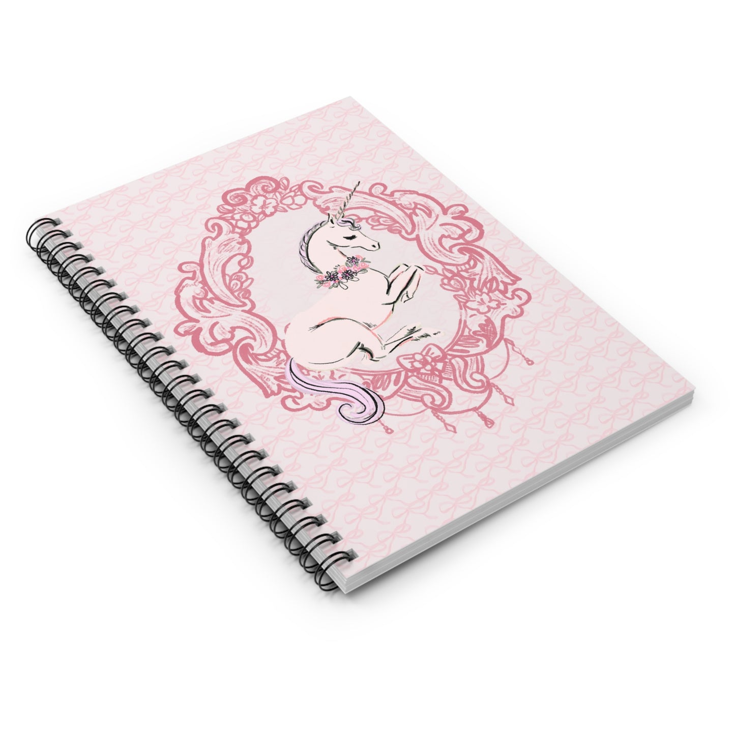 Floral Unicorn Illustration Spiral Notebook | Ruled