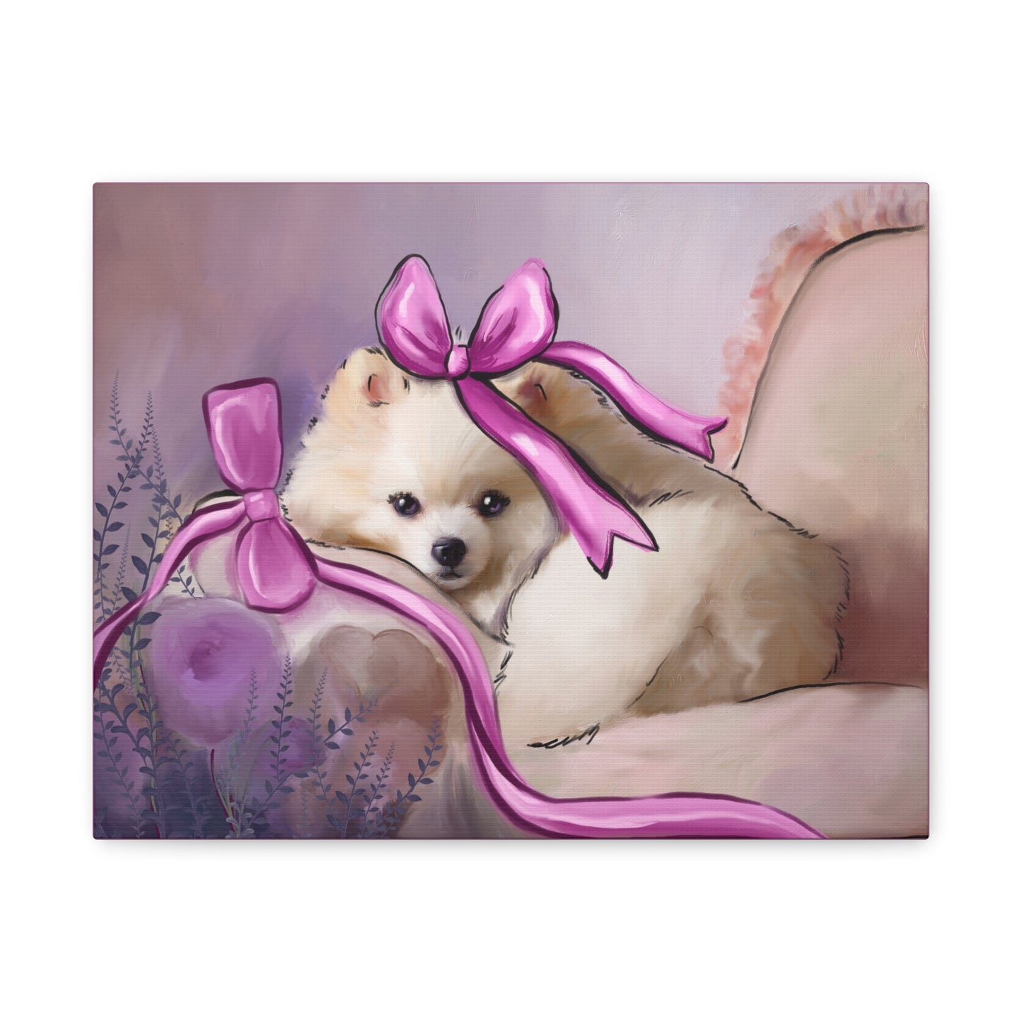 Princess Diamond Baby on a Blush Chaise, Printed on Matte Canvas