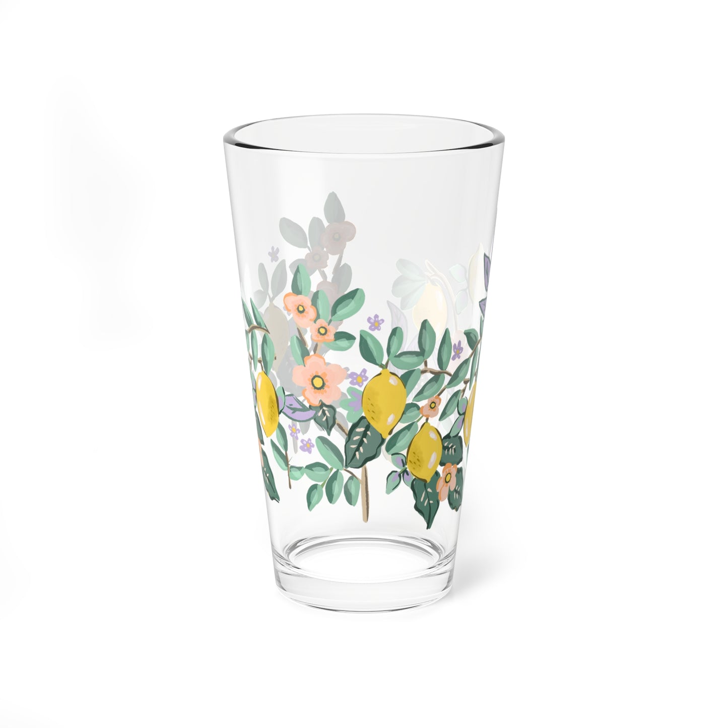 Lemon Blossom Mixing Glass — 16oz Decorative Cocktail Shaker Glass