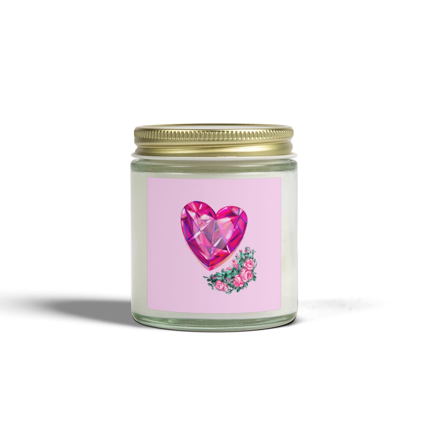 Coconut Apricot Scented Candle — Pink Gem Heart Design (4oz & 9oz)