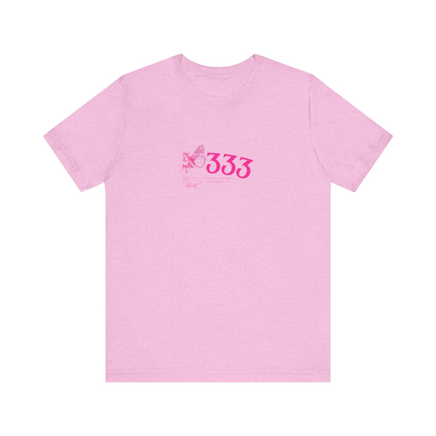 Angel Number 333 Unisex Tee, Spiritual Blessings Shirt, Pute Heart Graphic Top, Short Sleeve T-Shirt, Gift for Meditation, Reiki Healing