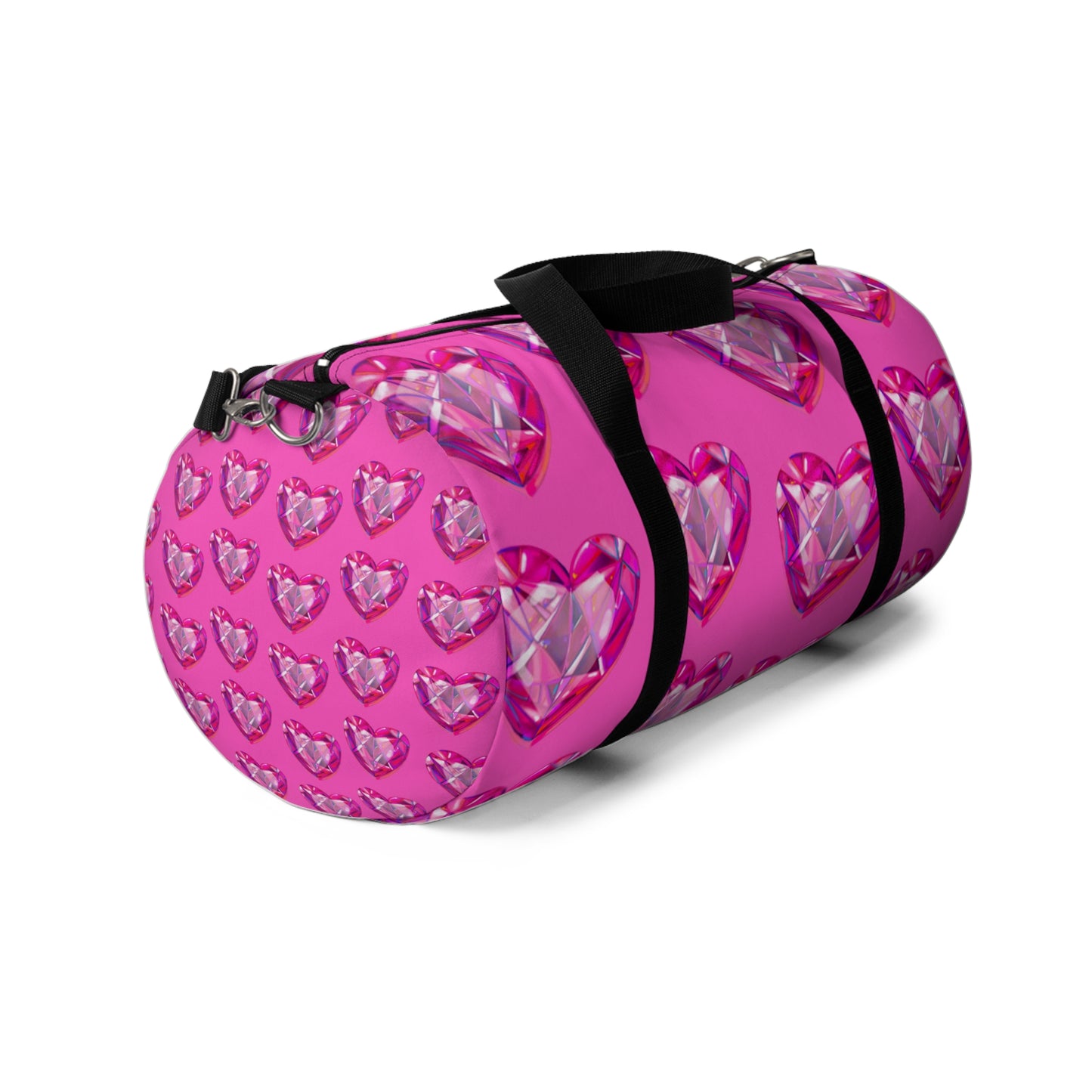 Pink Crystal Heart Duffel Bag — Sparkling Travel Gym Bag