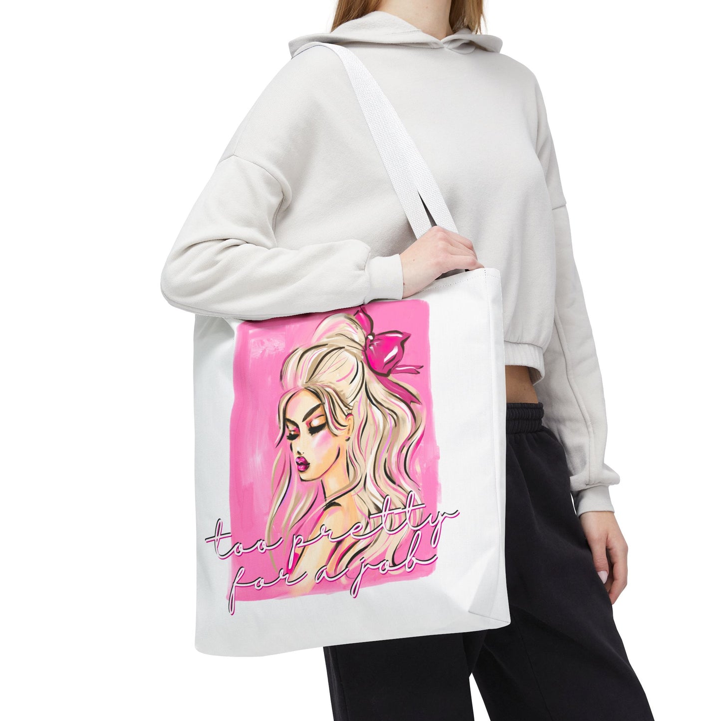 Pink Glam Tote Bag — Feminine Fashion Illustration Canvas Tote